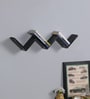 Engineered Wood Zigzag Floating Book Shelf In Black Colour