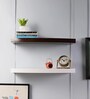 Set Of 2 Engineered Wood Floating Book Shelf In White & Brown Colour