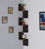 Engineered Wood Zigzag Corner Wall Shelf In Brown Colour