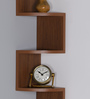 Engineered Wood Zigzag Corner Wall Shelf in Brown Colour