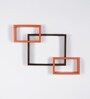 Set Of 3 Engineered Wood Intersecting Book Shelf In Orange & Brown Colour