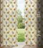 Drops Mustard Floral Polyester Curtains for Door Pack of 2