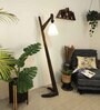 Druid Wooden Floor Lamp with Jute Shade & Brown Base