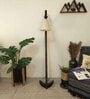 Druid Wooden Floor Lamp with Jute Shade & Brown Base