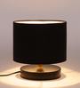 Dijon Black Cotton Shade Night Lamp With Iron Base