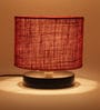 Caen Maroon Jute Shade Night Lamp With Iron Base
