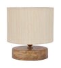 Nigella Off White Cotton Shade Night Lamp With Wood Base