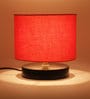 Drum Designer Orange Cotton Shade Table Lamp with Black Base