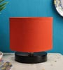 Drum Designer Orange Cotton Shade Table Lamp with Black Base