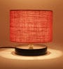 Drum Designer Pink Jute Shade Table Lamp with Black Base