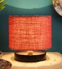 Drum Designer Pink Jute Shade Table Lamp with Black Base