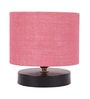 Drum Designer Pink Jute Shade Table Lamp with Black Base