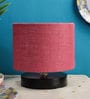 Drum Designer Pink Jute Shade Table Lamp with Black Base