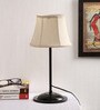 Drum Designer Stick Pipe Off White Cotton Shade Table Lamp With Black Base