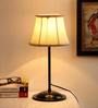 Drum Designer Stick Pipe Off White Cotton Shade Table Lamp With Black Base