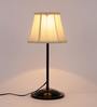 Drum Designer Stick Pipe Off White Cotton Shade Table Lamp With Black Base