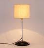 Drum Designer Stick Pipe Off White Cotton Shade Table Lamp With Black Base