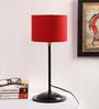 Drum Designer Stick Pipe Red Cotton Shade Table Lamp with Black Base