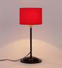 Drum Designer Stick Pipe Red Cotton Shade Table Lamp with Black Base