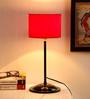 Drum Designer Stick Pipe Red Cotton Shade Table Lamp with Black Base