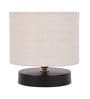 Drum Designer White Jute Shade Table Lamp with Black Base