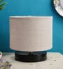 Drum Designer White Jute Shade Table Lamp with Black Base