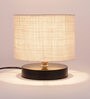 Drum Designer White Jute Shade Table Lamp with Black Base