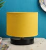 Drum Designer Yellow Cotton Shade Table Lamp With Black Base