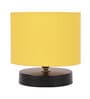 Drum Designer Yellow Cotton Shade Table Lamp With Black Base