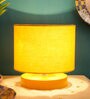 Drum Designer Yellow Cotton Shade Table Lamp with Yellow Base
