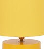 Drum Designer Yellow Cotton Shade Table Lamp with Yellow Base
