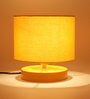 Drum Designer Yellow Cotton Shade Table Lamp with Yellow Base