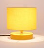 Drum Designer Yellow Cotton Shade Table Lamp with Yellow Base