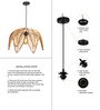 Drum Handmade Bamboo Pendant Hanging Light in Beige Colour