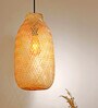 Drum Handmade Bamboo Pendant Hanging Light in Beige Colour
