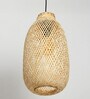 Drum Handmade Bamboo Pendant Hanging Light in Beige Colour