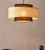 Drum Handmade Bamboo Pendant Hanging Light in Brown Colour