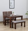 Drusilla Sheesham Wood 4 Seater Dining Set In Scratch Resistant Provincial Teak Finish With Bench