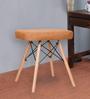 Style Stool with Upholstered Seat in Tawny Colour