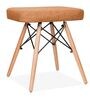 Style Stool with Upholstered Seat in Tawny Colour