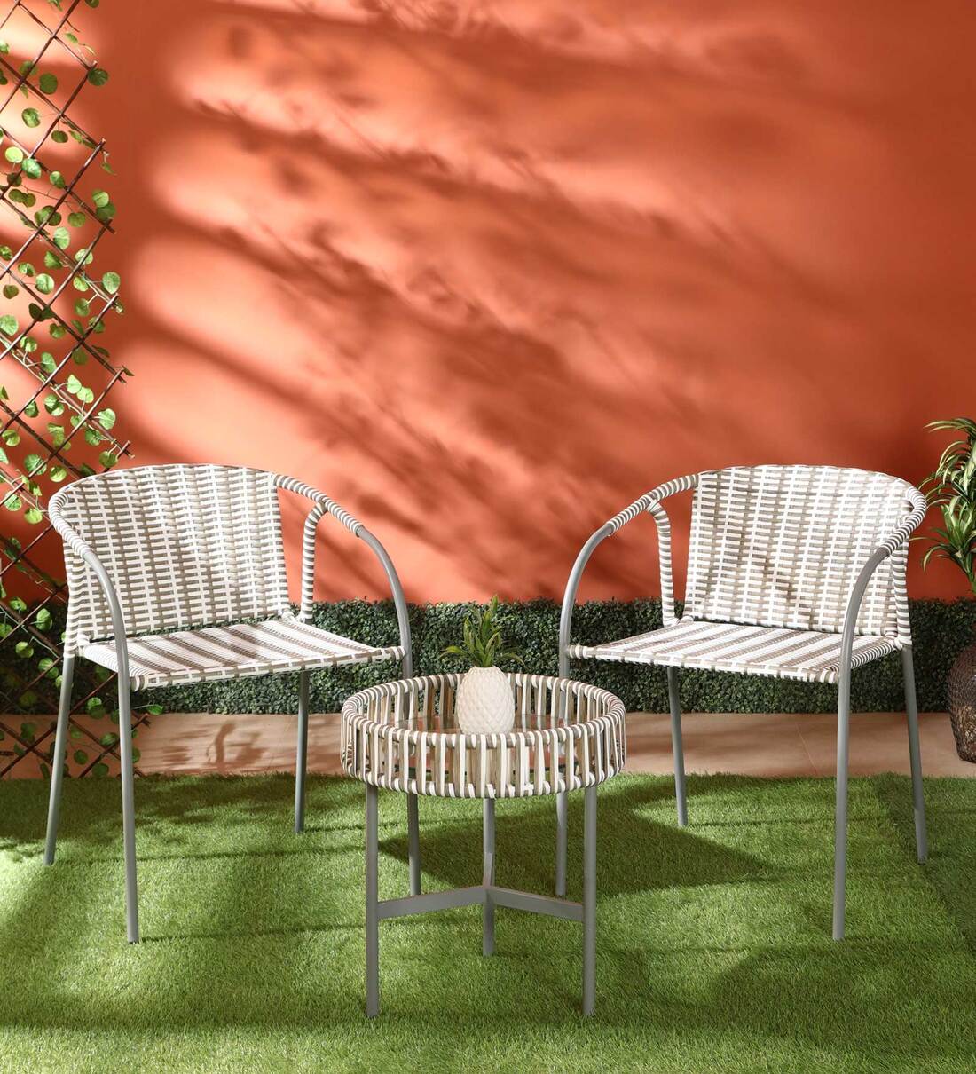 Buy Dual Outdoor Coffee Set In White Grey Colour By Advent