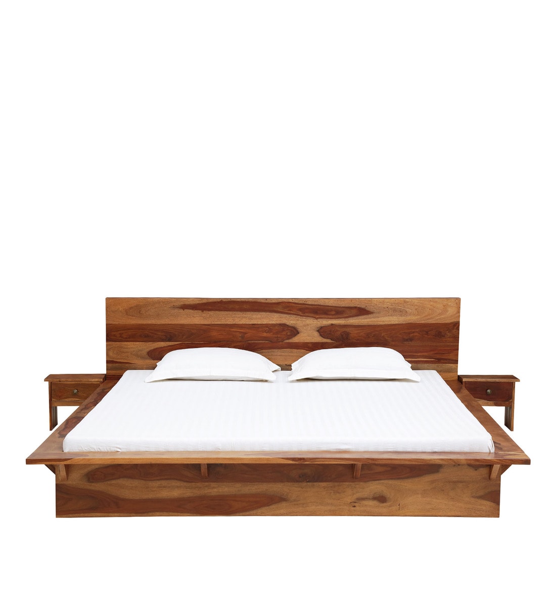Buy Duvall Solid Wood King Size Platform Bed With 2 Night Stands In