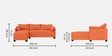 Duke Fabric RHS Sectional Sofa(3 + Lounger) In Terracotta Colour