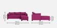 Duke Fabric LHS Sectional Sofa(3 + Lounger) In Mulberry Colour