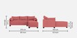 Duke Fabric LHS Sectional Sofa(3 + Lounger) In Pink Colour