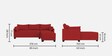 Duke Fabric LHS Sectional Sofa(3 + Lounger) In Red Colour