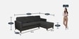 Dunford Fabric LHS Sectional Sofa (3 + Lounger) In Charcoal Grey Colour