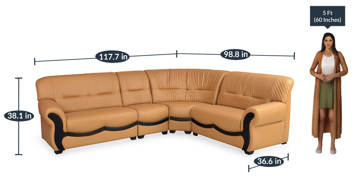 Buy Dublin Corner Sofa in Light Brown Color By Nilkamal Online LHS