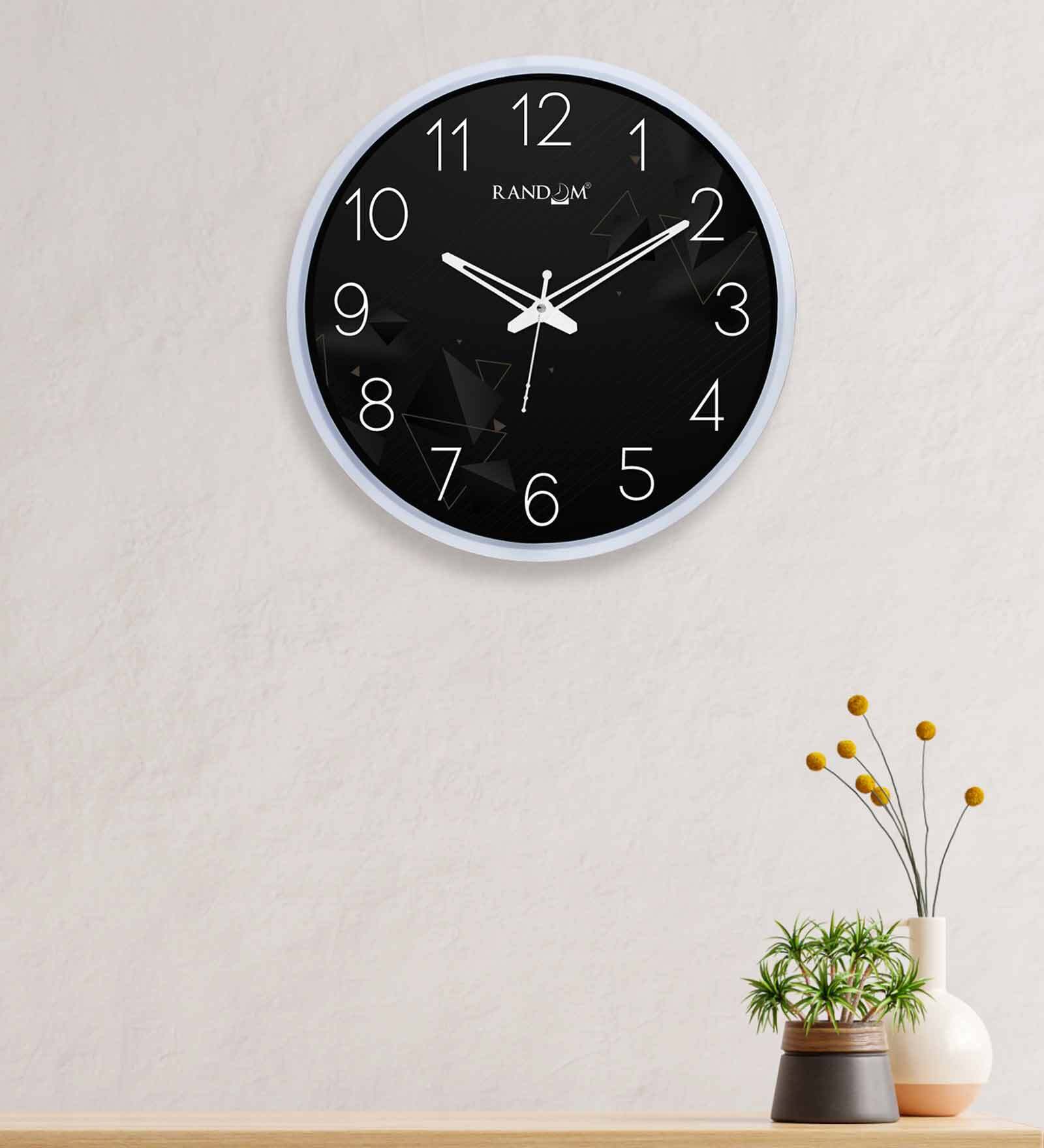 Dual Frame Fairy Triangle Plastic Wall Clock In White & Black