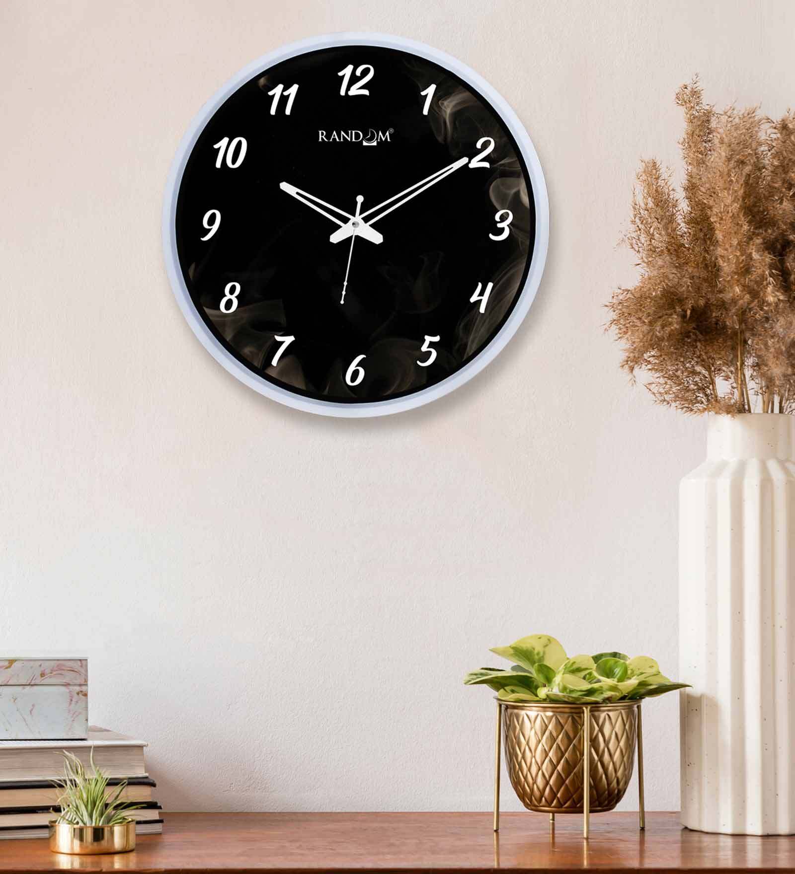 Dual Frame Flames Plastic Wall Clock In White & Black